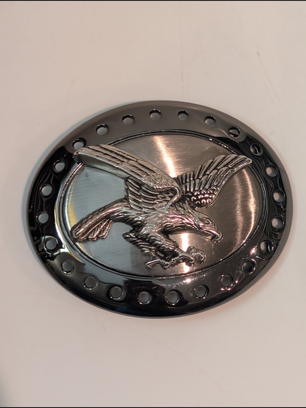 Stainless Steel Oval Belt Buckle USA Flying Eagle Wings Spread
